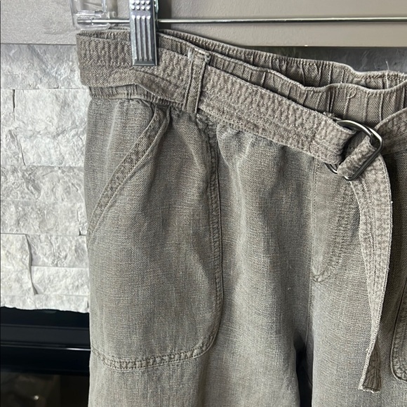 Nicole Miller distressed Gray Cargo Linen blend Pants Relaxed Fit size Medium - Picture 3 of 14